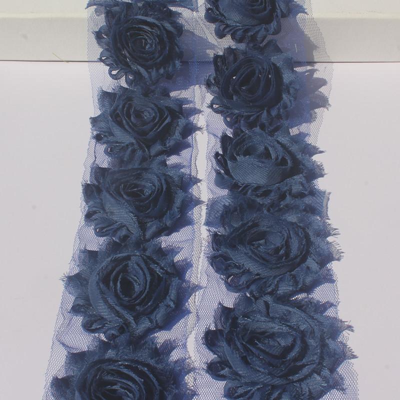 1 år 2,5 tum Shabby Chiffonblommor för Babyflickors Hårband Chiffon Fransiga Blommor för Att Göra Barn Romper Klänningstillbehör