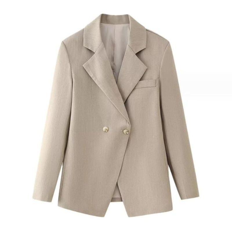 Fall and Winter New Arrival Women's Clothing Fashion Style Fashion Casual Simple Double Breasted Lapel Long Sleeves Waist-Tight Suit Outwear