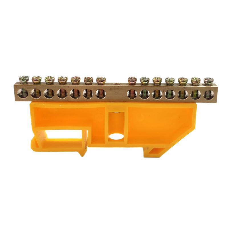 DIN Rail Terminal Block: Copper Busbar with 6-16 Holes Neutral/Ground Distribution