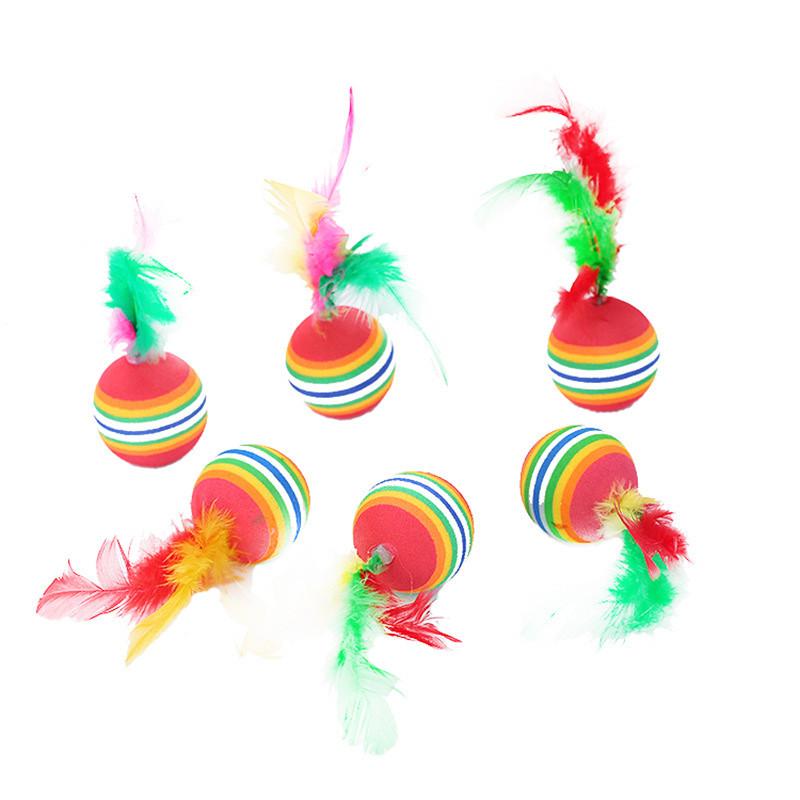 Buy Rainbow Ball Cat Fiddle Toy Indoor Interactive Toy Cat Feather Toy
