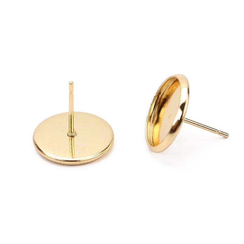 20pc Hypoallergenic Stainless Steel Stud Earring Diy Findings 6mm 8mm 10mm 12mm Cameo Cabochon Base Settings Diy Jewelry 2035