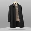 Herbst und Winter Herren Doppelseitiger Nylonmantel Mittel und Lang Revers Abnehmbares Daunenfutter Wollmantel Herren