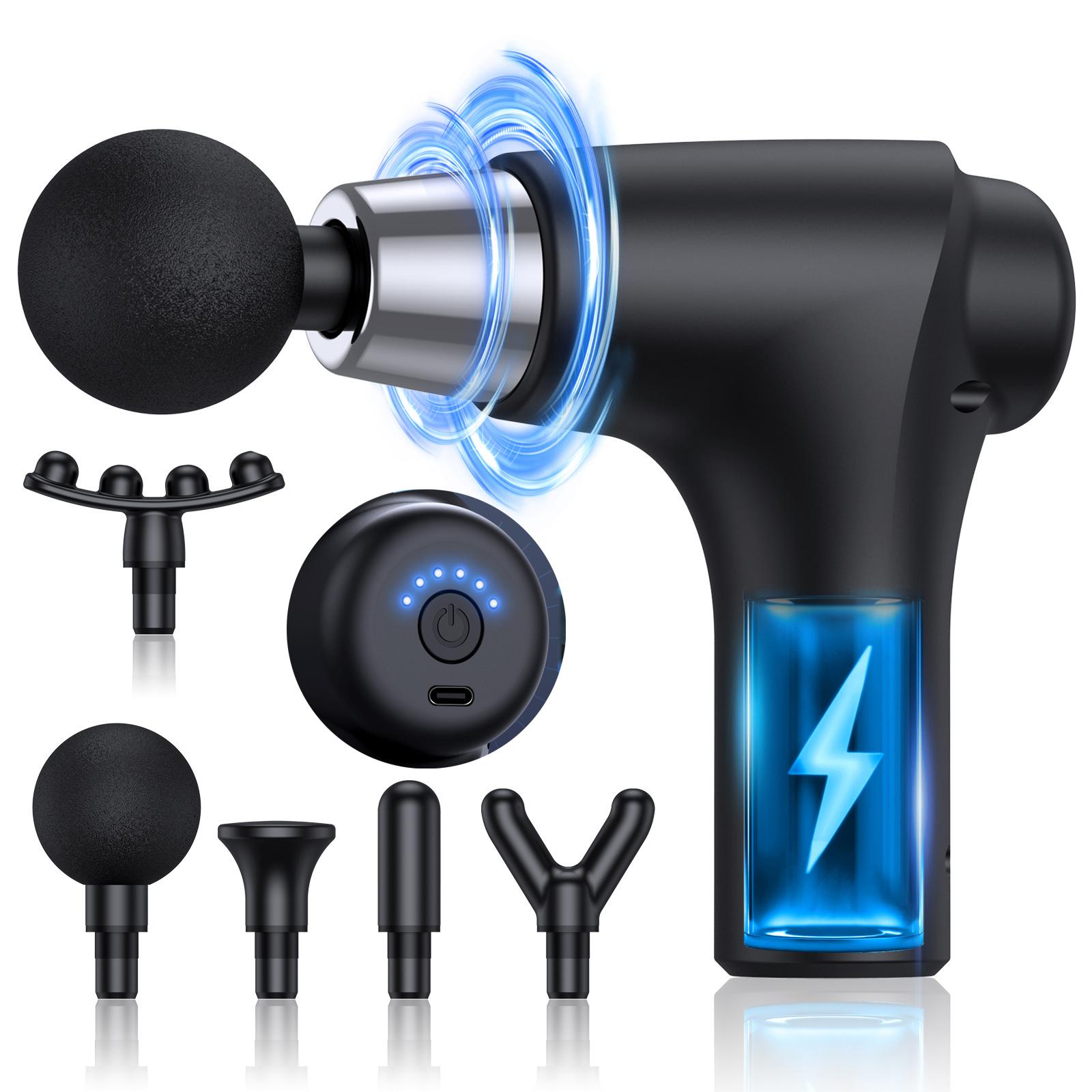 

Мини-пистолет для массажа мышц, ручной ударный массажер, подходит для расслабления спины и шеи с 5 массажными головками