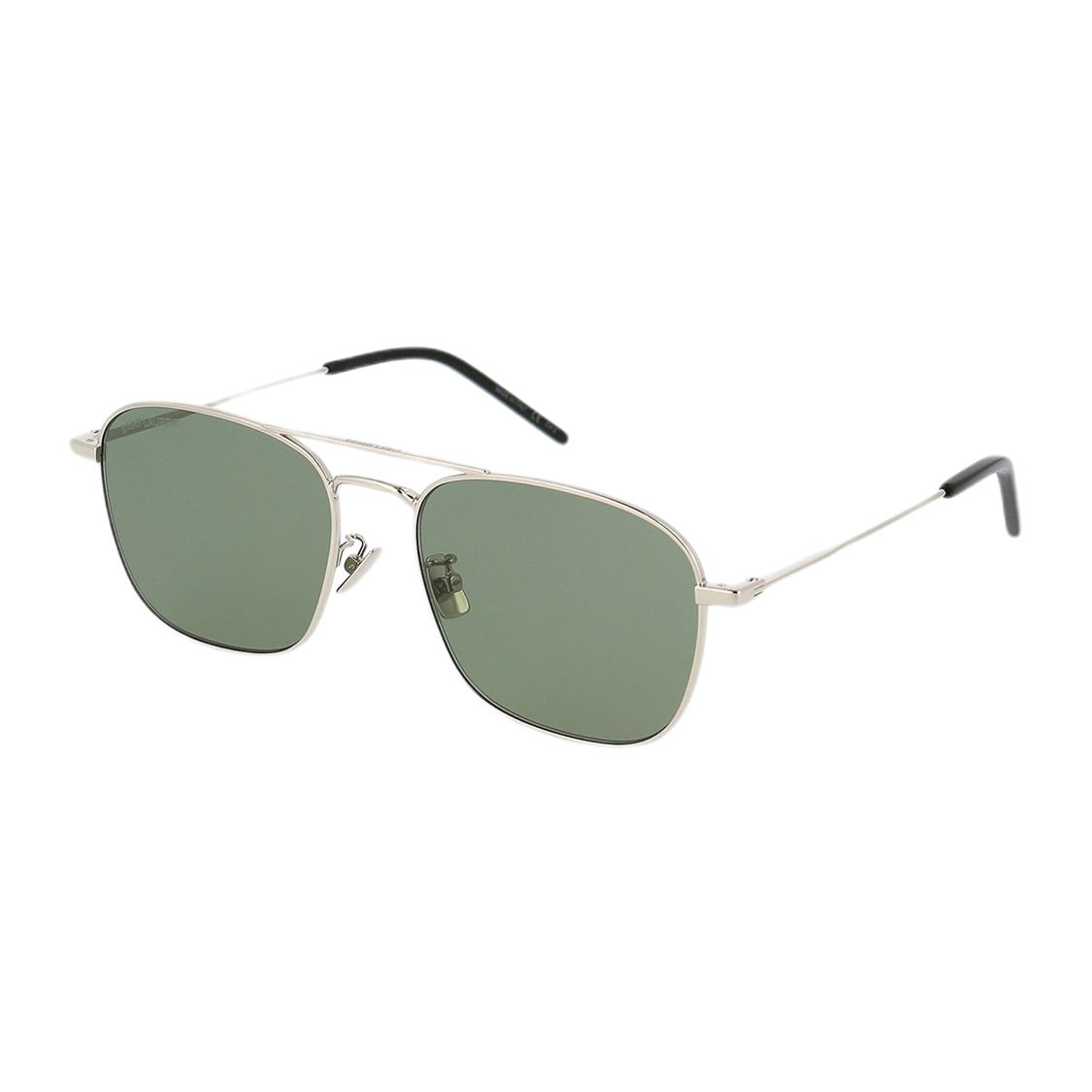 Saint Laurent Aviator Sunglasses Silver/Green Unisex Eyewear SL-309-003 56