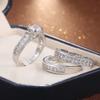 3Pcs/Set  Color Wedding Ring For Women Elegant Couple Gifts Shining Cz Stone Charm True Love Jewelry Set Size 5-12