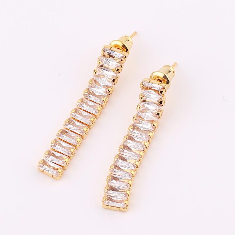 New Fashion Tennis Zircon Long Tassel Earrings Women's Simple GoldColor Party Jewelry Beautiful Gifts