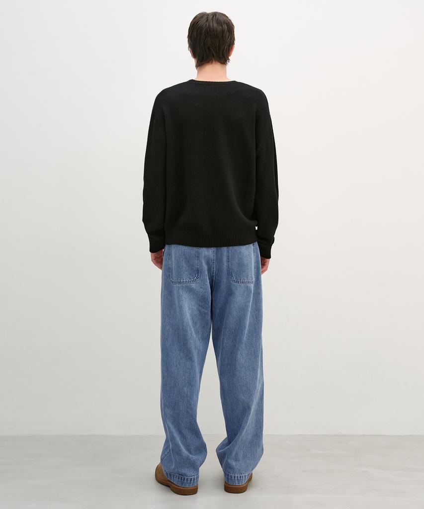INSILENCE Gusset Wool Crew Neck Pullover Black