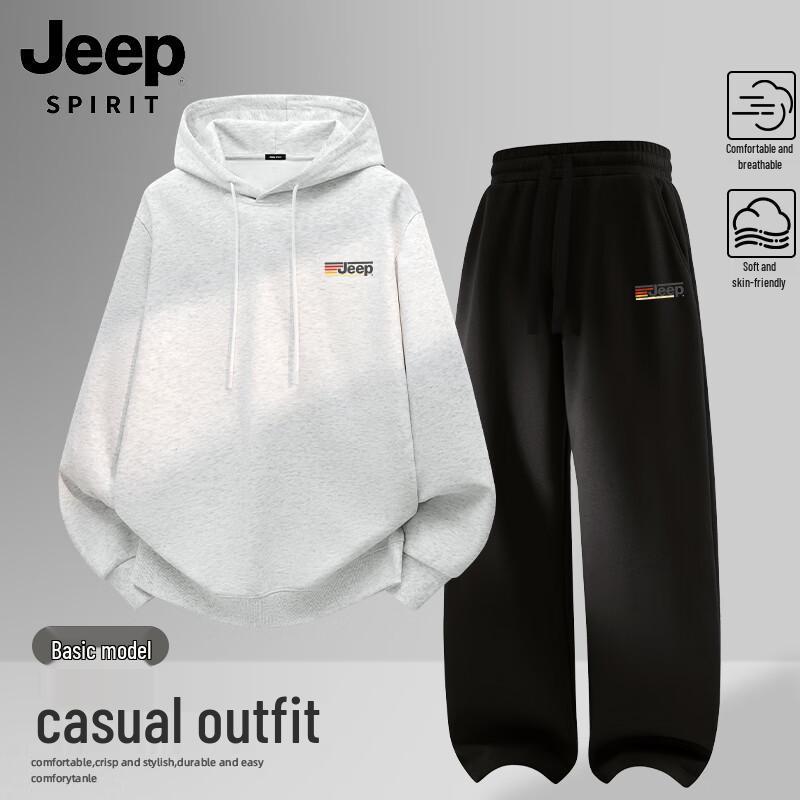 JEEP SPIRIT Men s Hooded Sweatshirt & Pants Set L