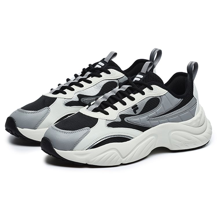 Fila Fusion Conch Fabric Leather Trendy Comfortable Low-Top Casual Shoes Men Sneaker Black Gray T12M227311FBF