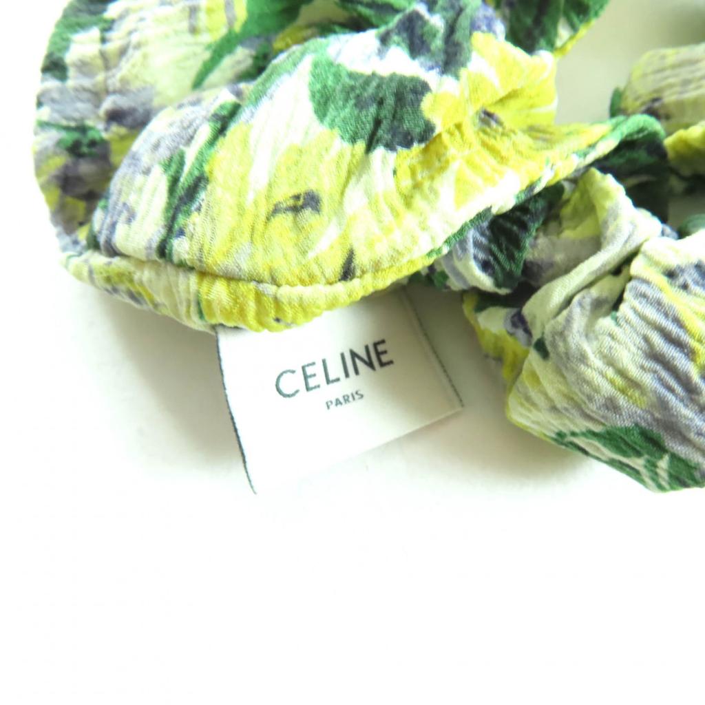 Tolles CELINE Haaraccessoire Grün gelbe Seide Damen 460AH2SIB Gebraucht