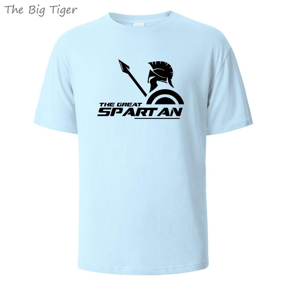 Spartan Printing Summer Cotton Mens Tee Lightweight Round Neck Breathable Fabric Casual Simple Style Tshirt Men TShirt