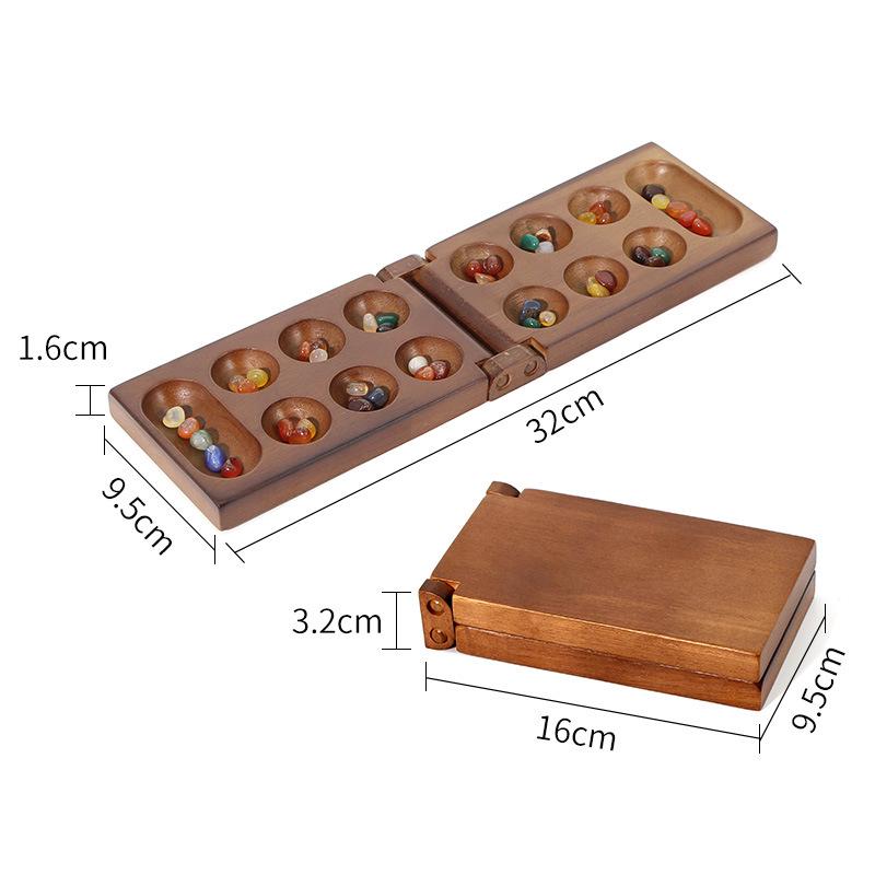 Youmai Wooden African Gem Checkers: Educational Board Game with Storage Box