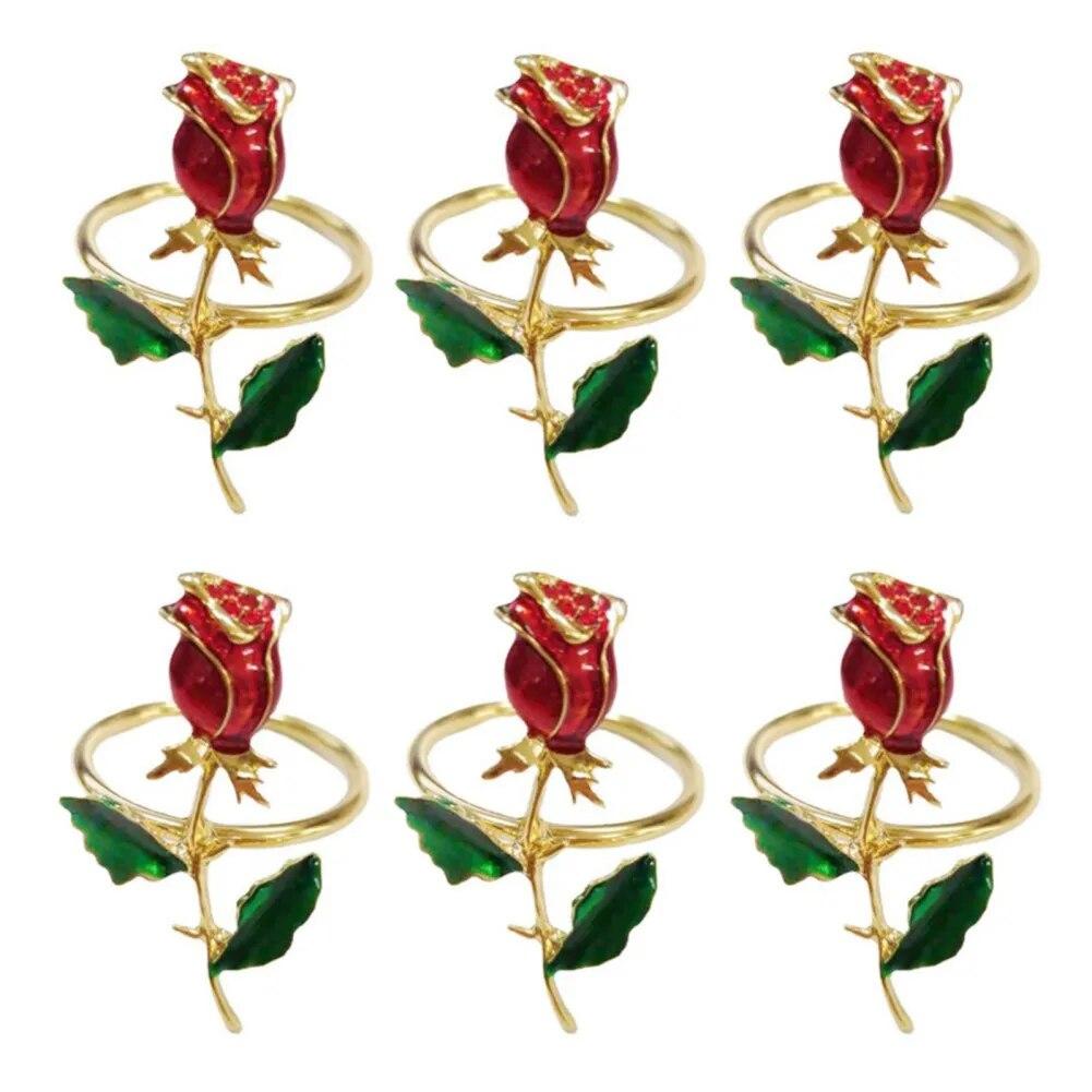 1pcs Valentine Day Rose Flower Napkin Rings Wedding Dinner Home Napkin Holder Rings Hotel Banquet Table Decoration Supplies