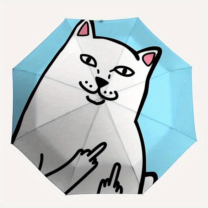

1pc Middle Finger Cat Automatic Umbrella Durable Iron Frame & Plastic Handle, Gift for Men & Women, Sturdy Construction, Playful Design yy250826197