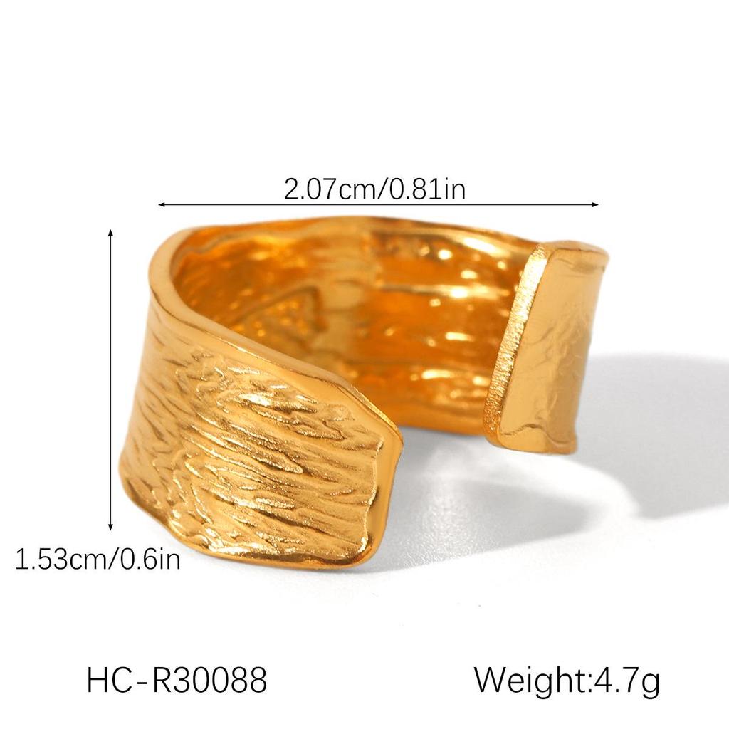 Women's Colorfast Retro Stainless Steel Ring with Natural Stone, Open & Versatile Titanium Steel Design