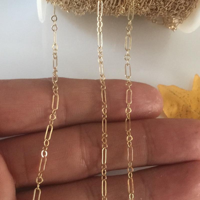 Hot Sale 14K Gold Filled 3+1 Paper Clip Cable Chain Bulk Roll for Jewelry Making Bracelet Necklace