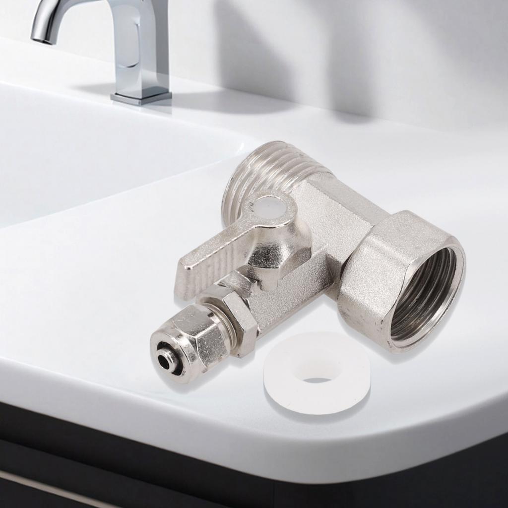 All Metal Water Line Adapter with Shutoff Valve for 12 To 14 Inch Tubing