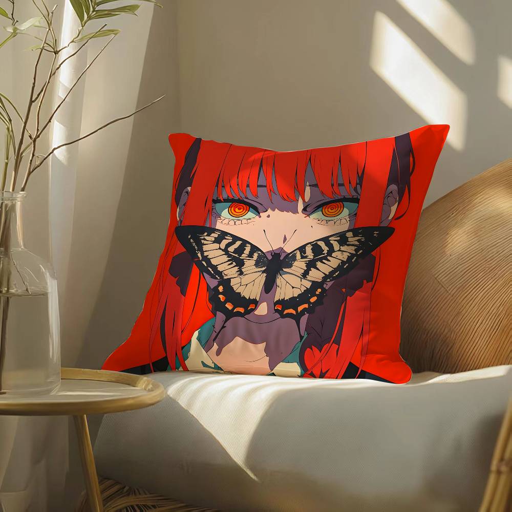 Anime Chainsaw Man Makima-Cartoon Pillow Case Silky elegant Comfort Sofa Bed  Invisible zipper Beach pillowcase
