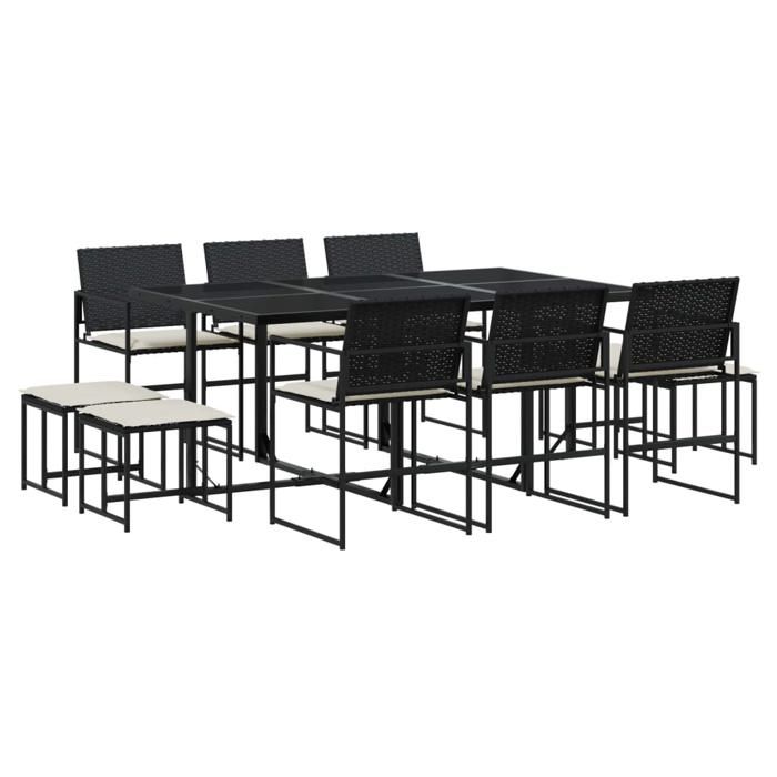 VidaXL 11-piece Garden Dining Set Black Cushions Braided Resin, Outdoor Dining Set, Dining Furniture of 3295069