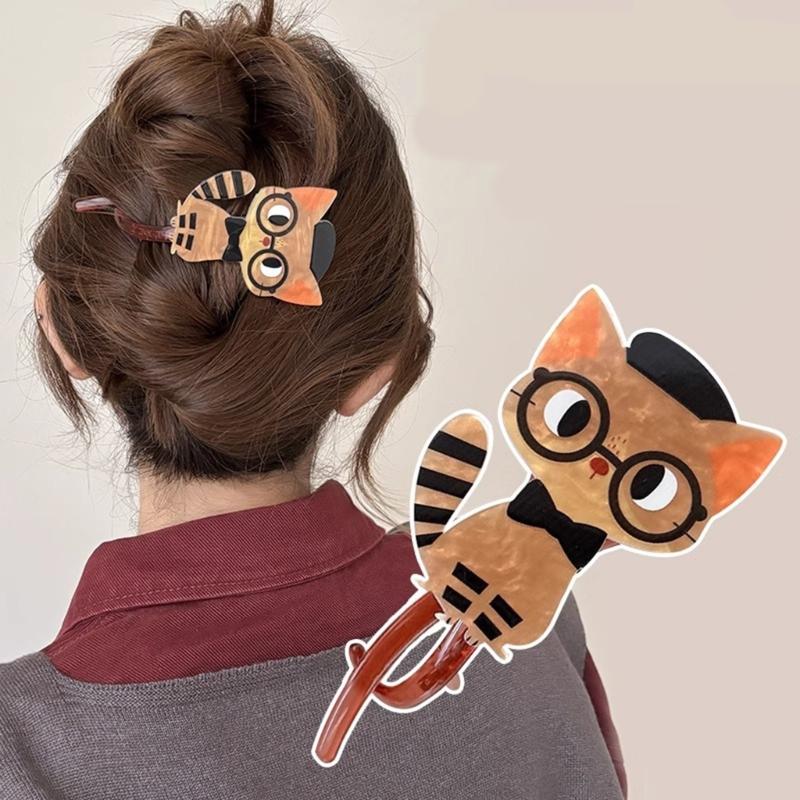 1PC Kitty Shaped Barrettes Nonslip Grip Lightweight Hair Accessories Acrylic Barrettes For Different Hairstyles