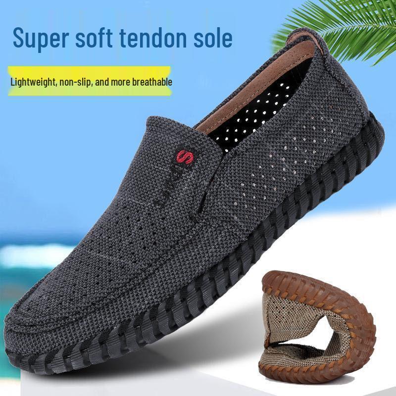Men's Plus Size Breathable Slip-On Mesh Shoes with Non-Slip Sole