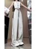 Unisex Striped Summer Pants for Teens, 2025 New Arrival, Straight Cut Wide-Leg Sports Style