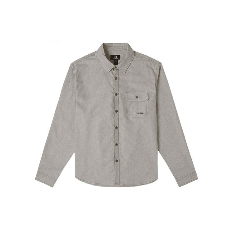 

New Converse BUTTON Shirt Men s Gray 10025637-A02 M