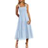 Summer Boho Sleeveless Strappy Smocked Tiered Maxi Casual Dress