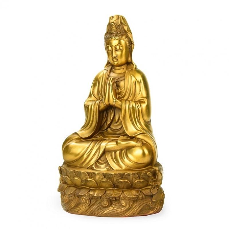 Brass Buddha Statue Ornament, Guanyin Bodhisattva Holding a Child, Brings Peace To the Home, Buddhist Hall Supplies