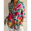 New Women's Shirts Floral Printed Spring Autumn Blouse Lapel Neck Blouse Women Long Sleeve Shirts