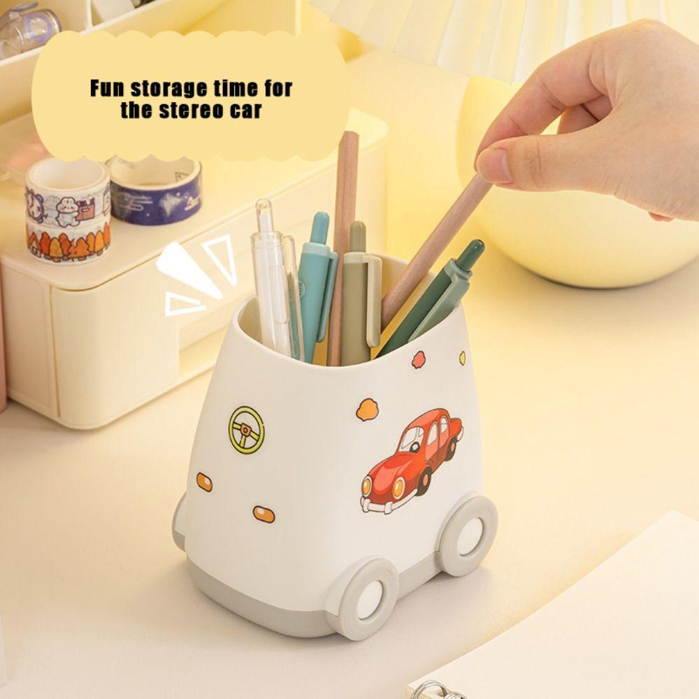 Cartoon Car Shaped Pen Holder Multifunctional Desktop Storage Box Kawaii Pencil Box Office