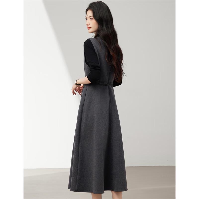 XinFeiYu Elegant Commuter Woolen Vest Dress Two-Piece Set