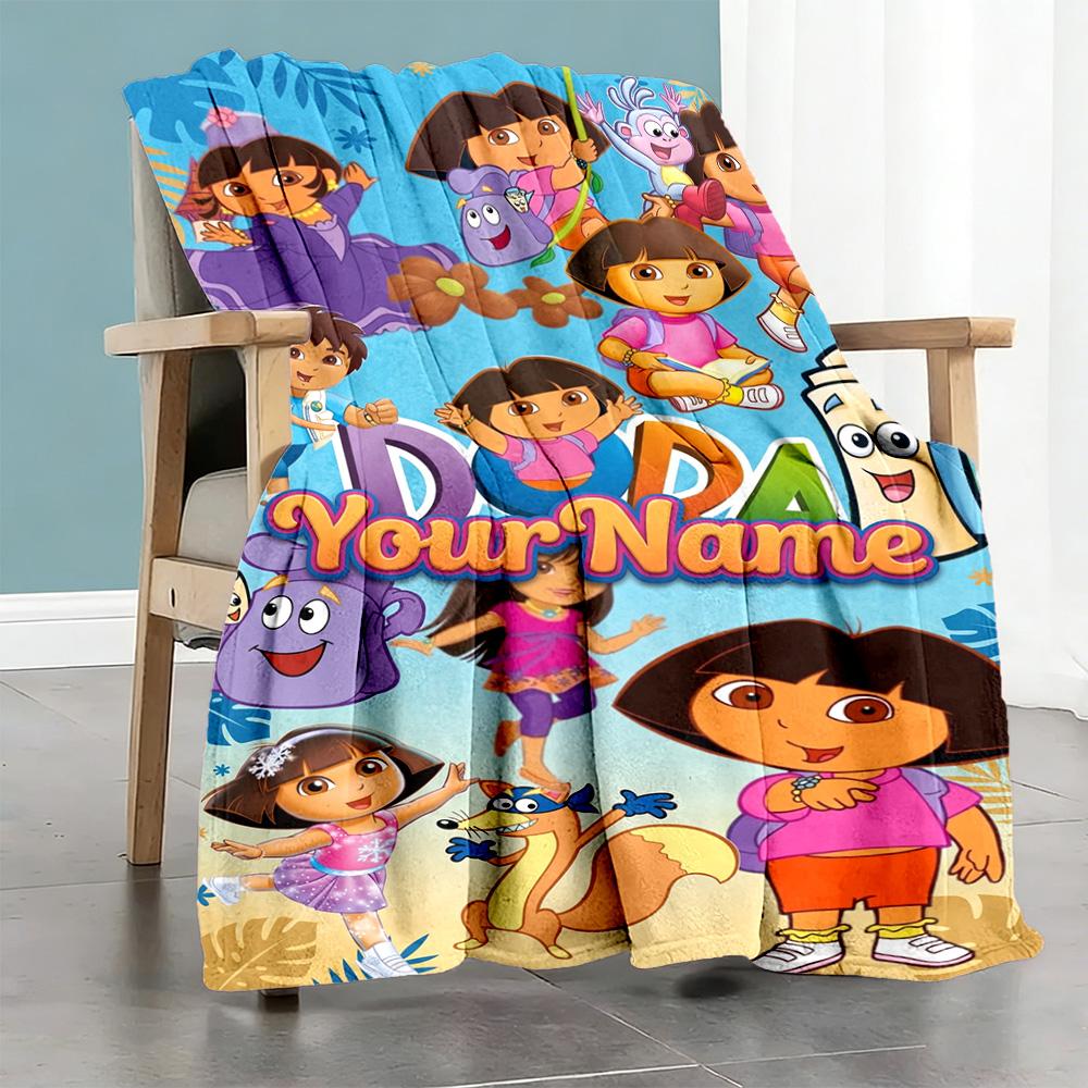 Dora Explorer Personalized Name Blanket Gift Personalized Blanket Durable Comfort Throw For Couch Living Room Chair Seaside for All Occasions
