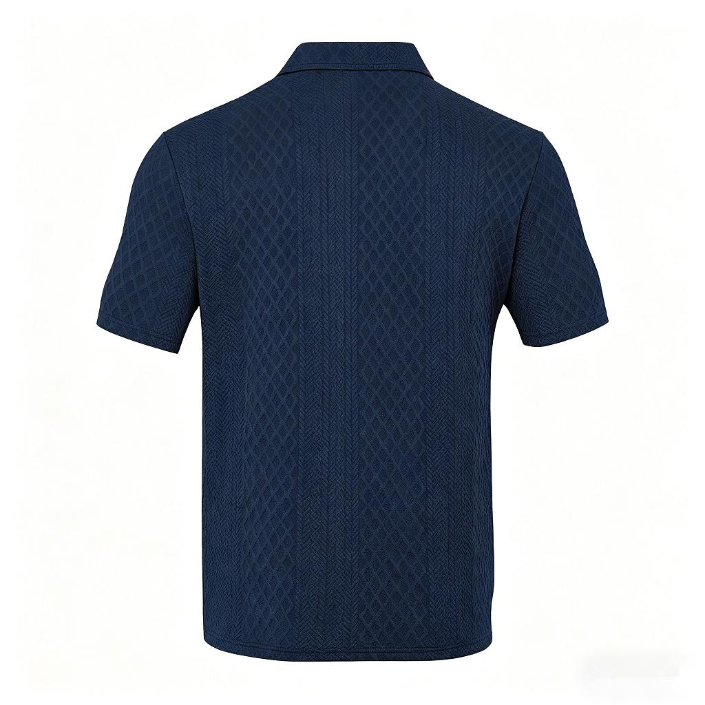 European and American Men's Summer Thin, Loose, Breathable, Casual Solid Color Jacquard Lapel Short Sleeved Polo Shirt for Men