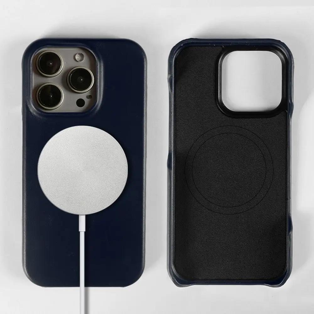 Business Genuine Leather Phone Case For Iphone 16 Pro Max 15Pro Aesthetic Vintage Back Cover For Iphone 13Pro 12Pro 11 14Pro 12
