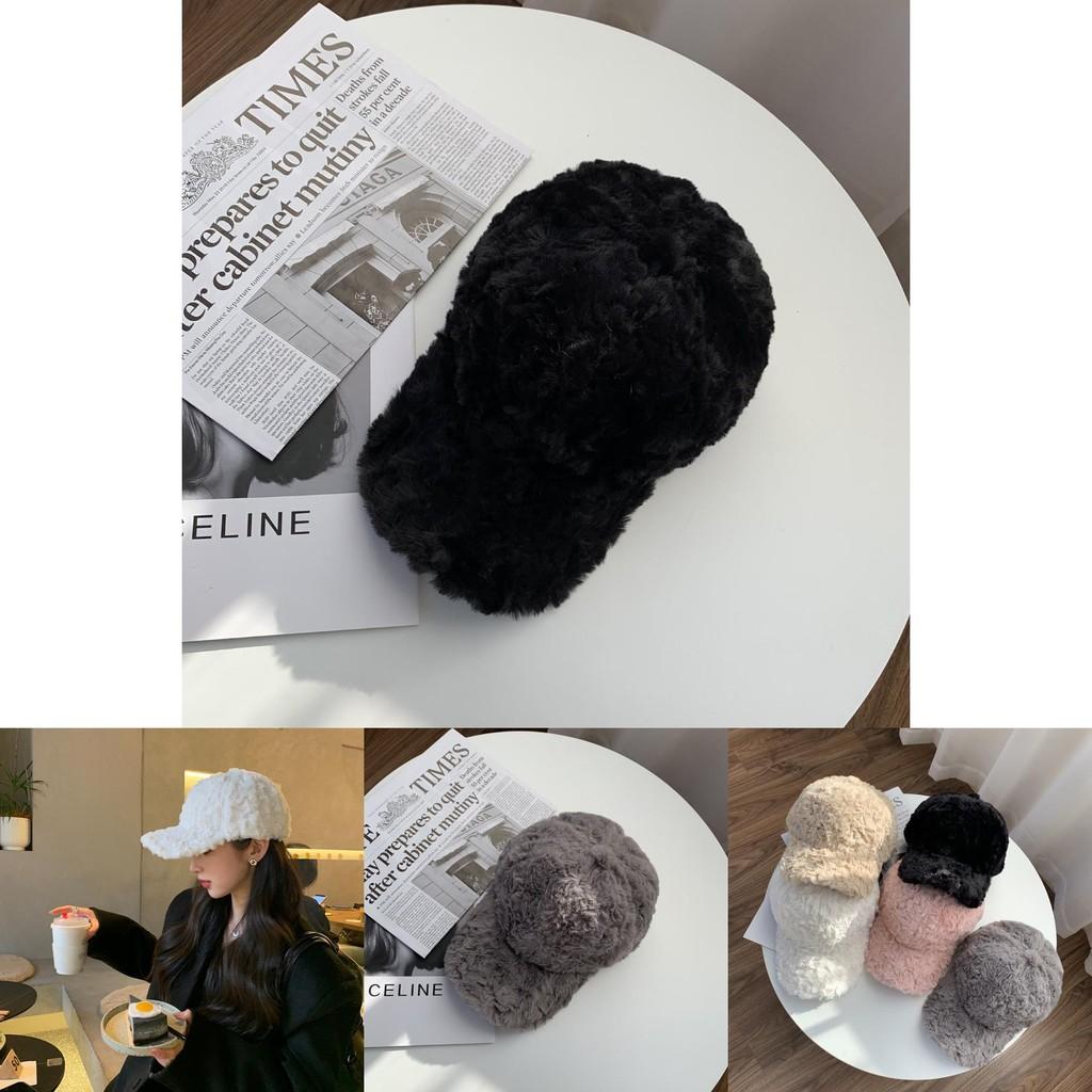 Luxurious Winter Thickened Faux Rabbit Fur Baseball Cap For Women Warm And Stylish