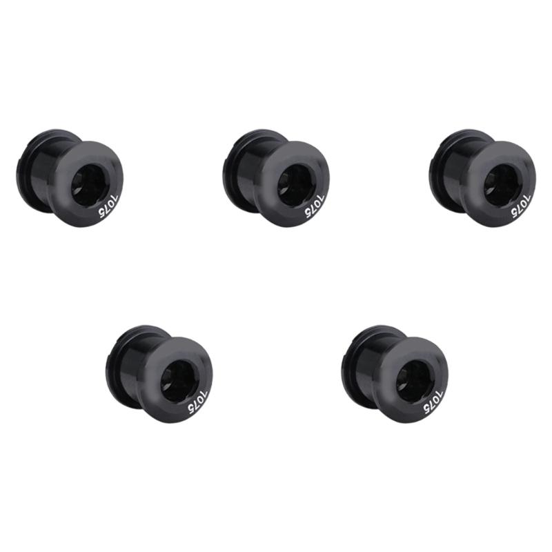 5pcs Aluminum Alloy Chainring Bolts Single Chainwheel Bolts Nut Single Speed Chainwheel Screws for Road, Mountain Bike