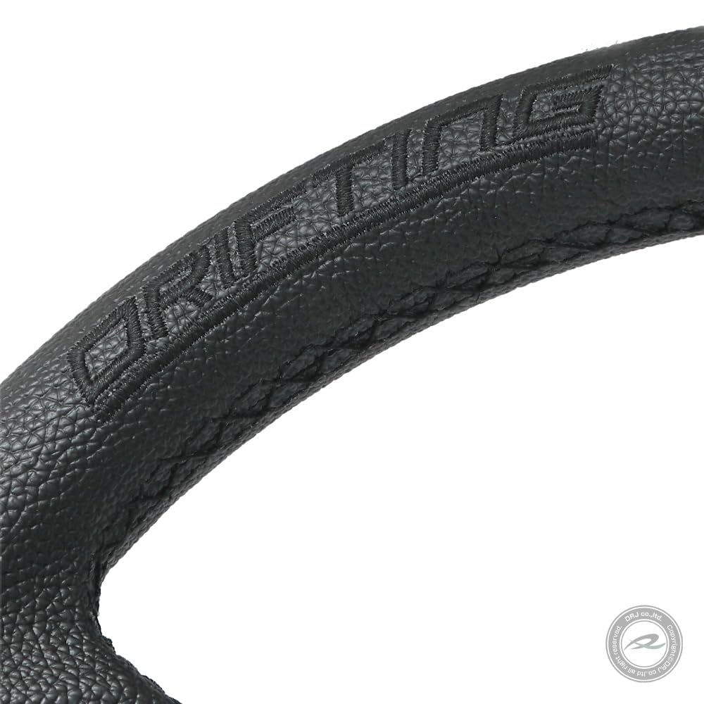 Deporacing Steering 32mm Deep Black Black Cross Black Faux Leather PVC Wheel, Cone, 70mm, Drifting, Stitch, Lines, (DD32PB)