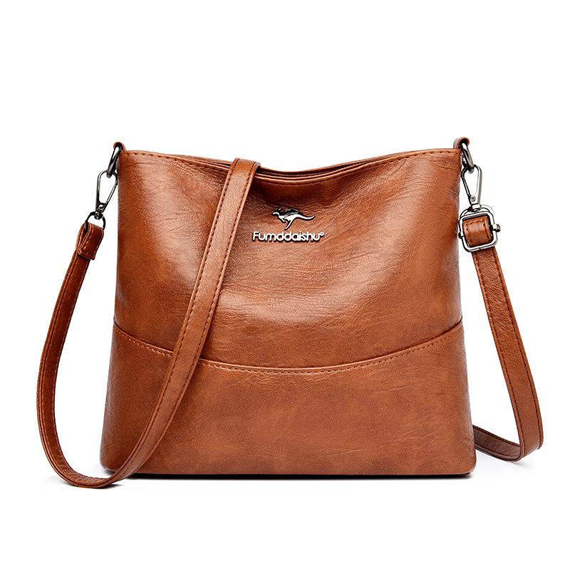 Women's Bag, Simple and Versatile Bucket Bag, Fashionable Retro Texture Shoulder Bag, High-end Messenger Bag, Women's