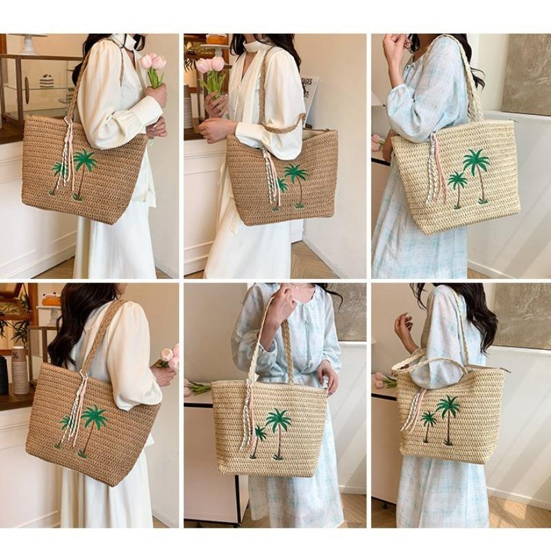 Woven lace large-capacity shoulder bag, new vacation style lazy seaside leisure bag, straw bag