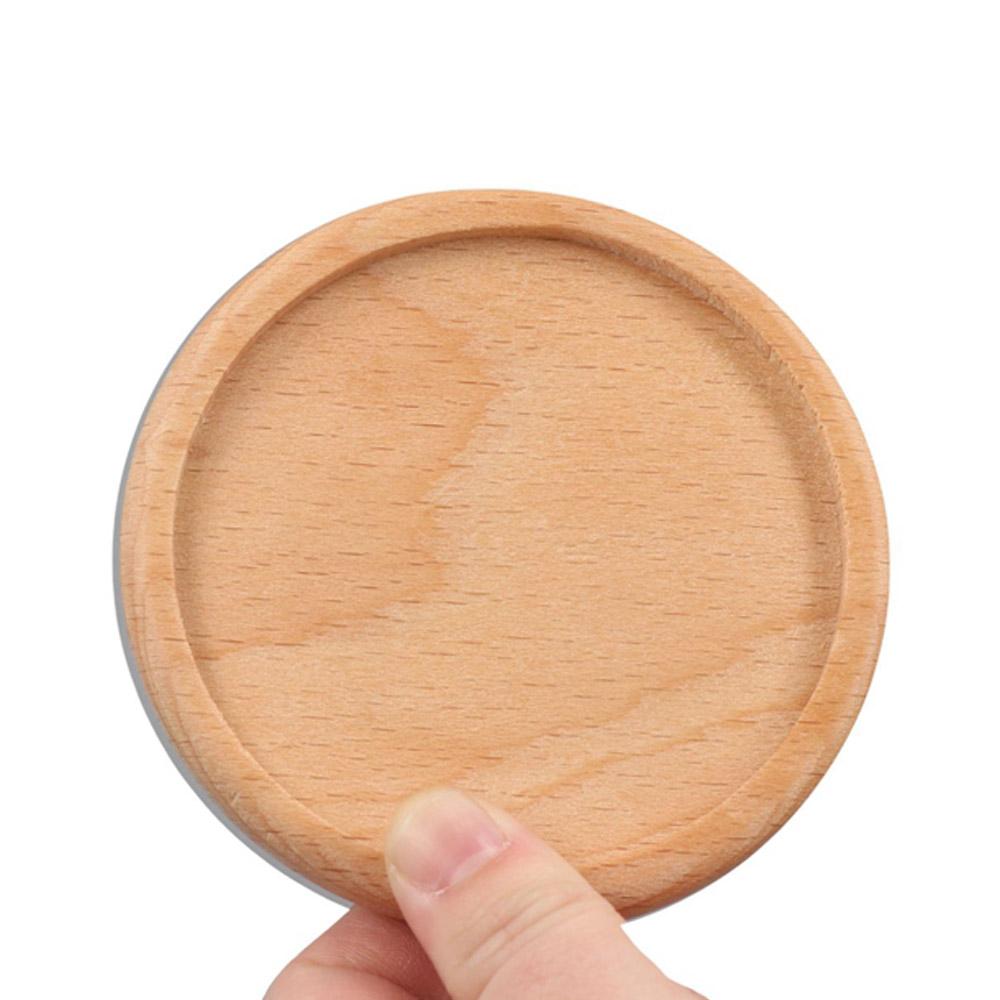 

Round Heat Resistant Wooden Coasters Tea Tableware Home Decor Placemats Bowl mat Dish Pad Cup Pad Peach wood 2
