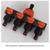 Garden Hose 4-Way Water Splitter with Switch Valve Connector