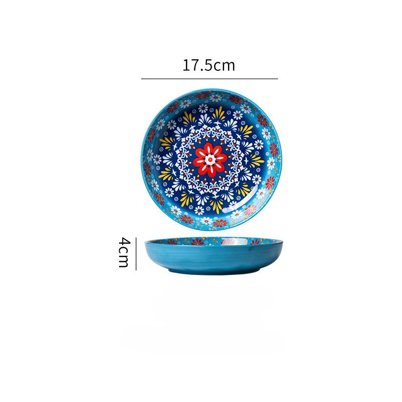 17,5cm Keramikteller Haushalts-Vintag-Geschirr Frühstücksteller Knödelplatte Gemüse-Obst-Teller tiefer Teller