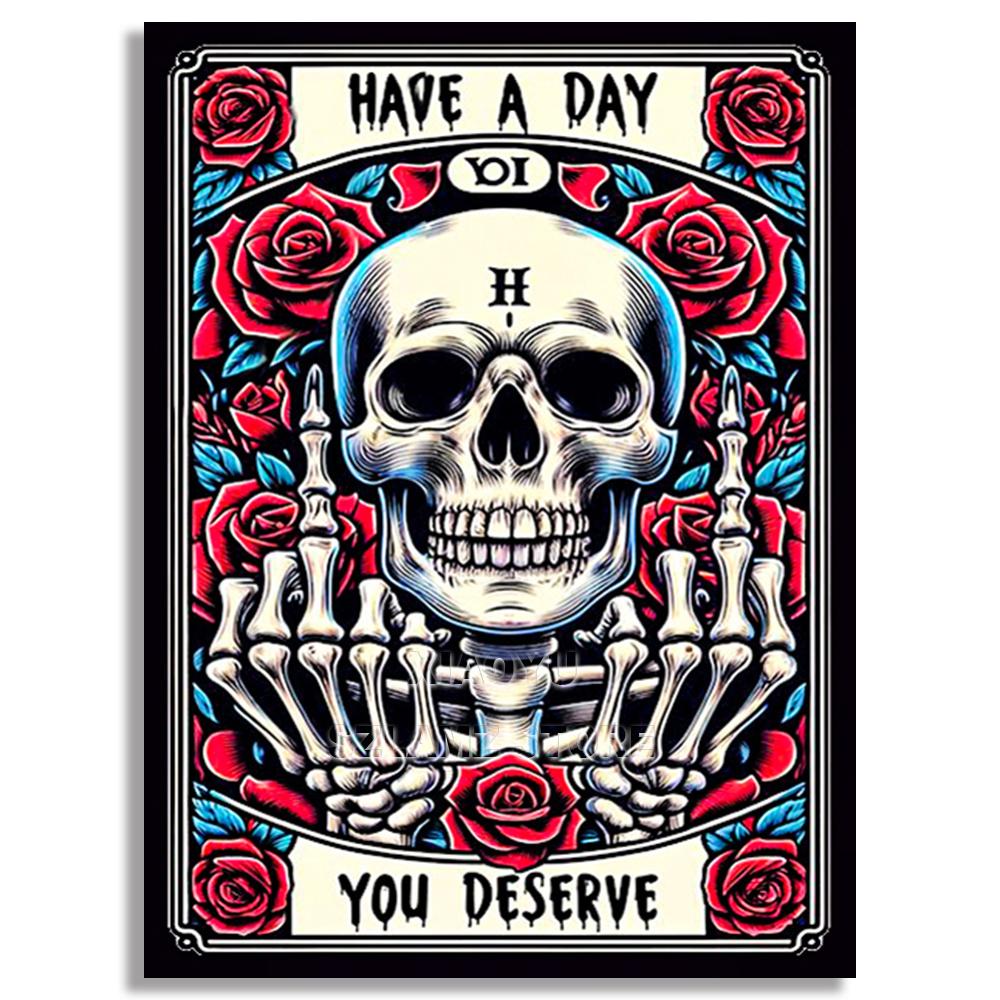 DIY Diamond Embroidery Tarot Card Diamond Painting Cartoon Skeleton Cross Stitch Set Halloween Art Decoration Gift