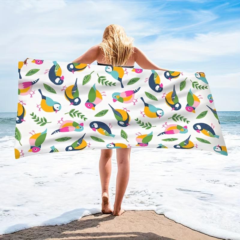 Colorful Bird Beach Towel, Soft Absorbent Quick Dry Microfiber for Seaside Pool Bathroom Camping Travel Yoga Gift