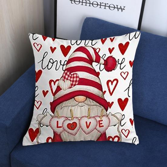 Valentine's Day Pillow Covers Red Buffalo Plaid Gnomes Design Machine Washable Festive Home Decoration Single-sided Printing Pillowcases