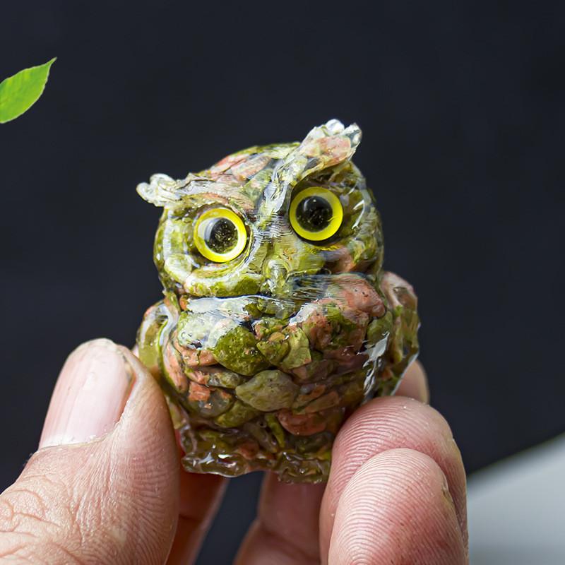 Uil Hars Kristal Beeldje Met Natuurlijke Watersteen Voor Huisdecoratie En Cadeau Geven