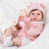 Cute 22 Inch Rebirth Simulation Dolls Soft Cloth Body Newborn Babies Doll Real Like Baby Toy Dolls with Pink Rabbit Printed Set Toddler Birthday Gift