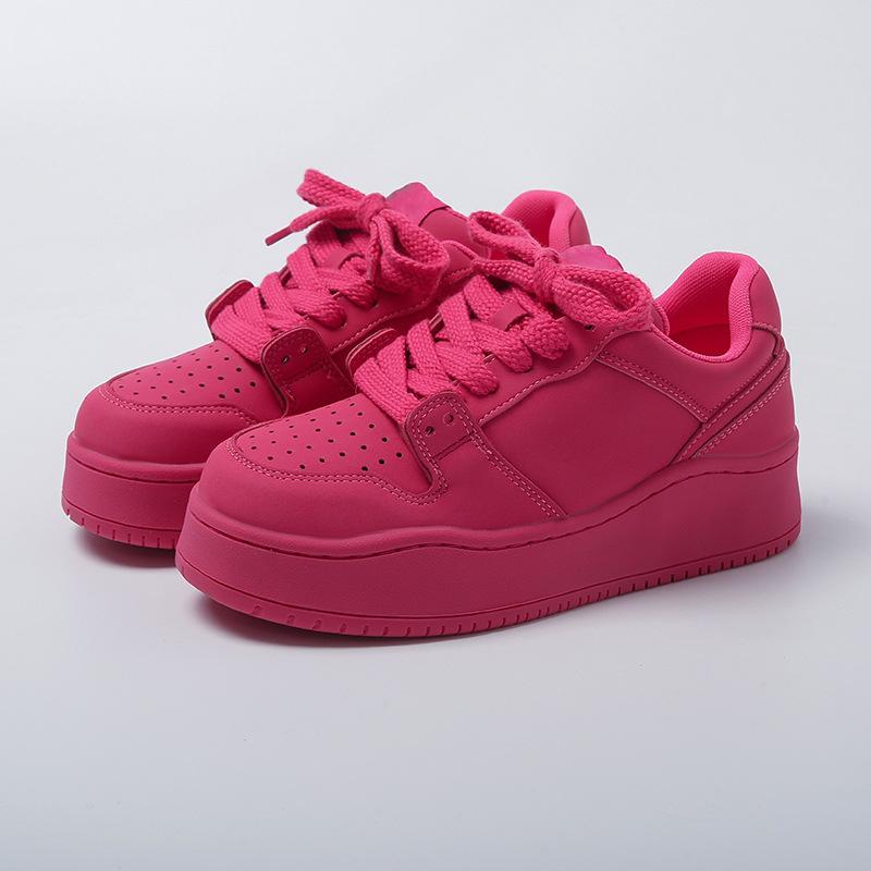 Damen-Freizeitschuhe mit dicker Sohle und Schnürung, neuer Sommer-Nischen-College-Stil, runde Zehenpartie, geringe Absatzhöhe, einzelne Damen-Schuhe