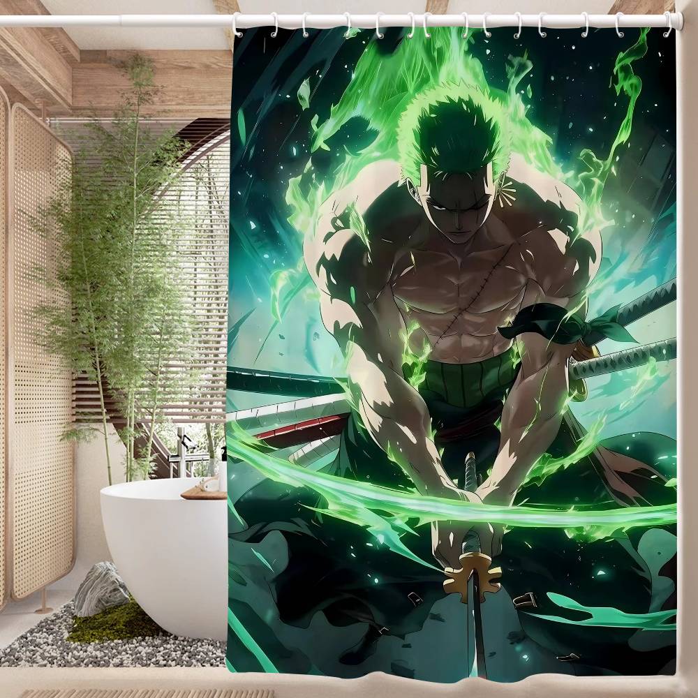 RORONOA ZORO ONE PIECE Anime Modern Simple Shower Curtain Bathroom Decorative Polyster Shower Curtain With Hook